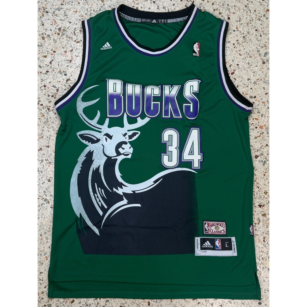 Adidas Hardwood Classics NBA Vtg Milwaukee Bucks #34 Ray Allen Jersey Size Large